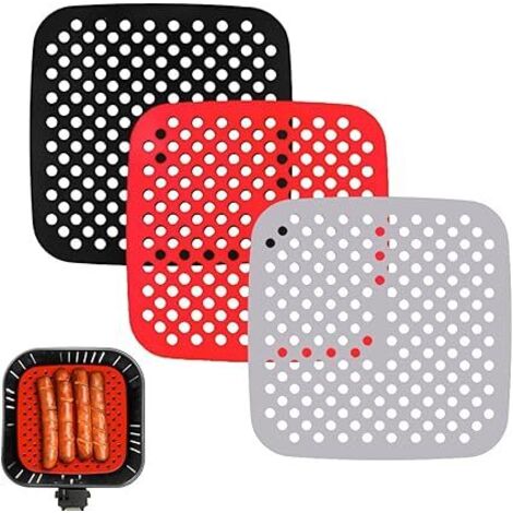 Lntyq Stück Silikonmatten für Heißluftfritteusen, wiederverwendbare Einlagen für Heißluftfritteusen, perforierte Einlage – 19 cm lange Matte für Heißluftfritteusen, antihaftbeschichtete Innenmatte aus (1/5)
