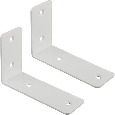 Lntyq Wandregalhalterung, schwebende Regalhalterung mit Edelstahl-Finish, Wandregalhalterung zum Aufhängen, Winkelhalterung mit Schrauben, 2 Stück (12,5 cm, glänzend weiß) (1/5)