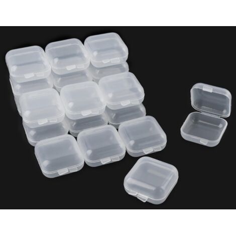 Lntyq 40er-Pack quadratische Mini-Aufbewahrungsboxen mit Klappdeckel, durchsichtige Kunststoffbehälter für kleine Perlen und Schmuck (1/5)