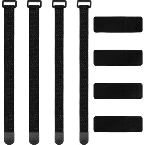 Lntyq Elastische Bänder, 4er-Pack elastische Fahrradbänder mit Klettverschlüssen, elastisches Band mit Anti-Rutsch-Schnalle zum Ordnen von Fahrradkabeln und -schläuchen, 2 Größen (1/5)