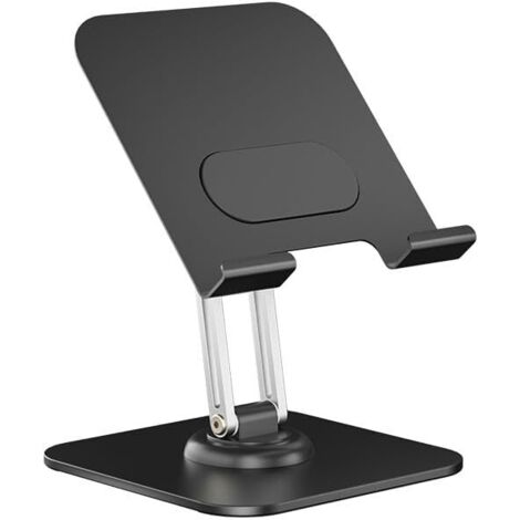 Lntyq Tablet-Ständer – verstellbares und faltbares Schreibtischzubehör – universeller Schreibtischständer – 360°-Drehung mit Anti-Stress-Effekt – schwarzes Aluminium (1/5)