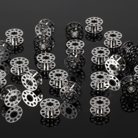 Lntyq 25-teiliges Nähmaschinenzubehör, Nähzubehör, Nähmaschinenspulen, passend für Spulennähmaschinen. (Metall)