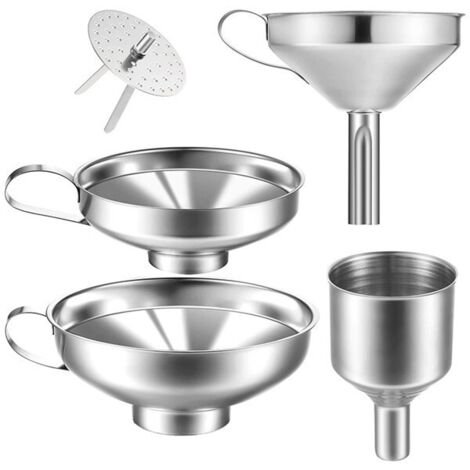 Lntyq Trichter, 4er-Pack Küchentrichter aus Edelstahl für Gewürzgläser aus Glas und zum Umfüllen von Flüssigkeiten (1/5)