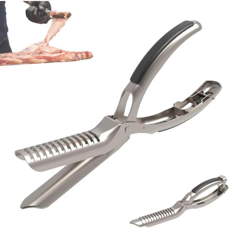 Lntyq Rippenmembran-Entferner aus Edelstahl, BBQ-Rippenstripper, Grill-Küchengerät, mit gewölbter Zange und rutschfestem Griff, 18 x 5 x 1,8 cm (1 Stück)