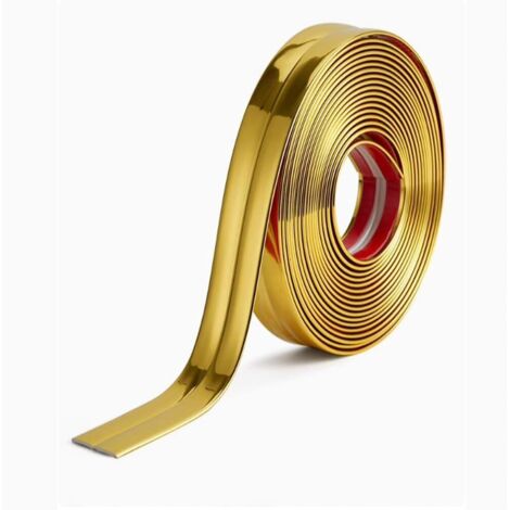 Lntyq PVC-Eckenschutz, 5 m x 2 cm, selbstklebende Eckabdeckungen, weicher Eckschutz für Fußleisten, Wandecken, dekorative Leiste für Arbeitsplatten, Fliesen, Wandecken, Möbel, Gold, 5 m