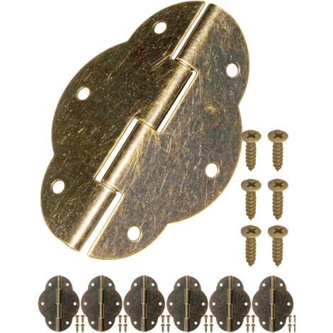 Lntyq 6er-Set Scharniere – Oberfläche in Antikbronze – Für Schrank- und Kommodentüren, Truhen und Kisten – Retro-Stil – 56 x 42 mm (1/5)