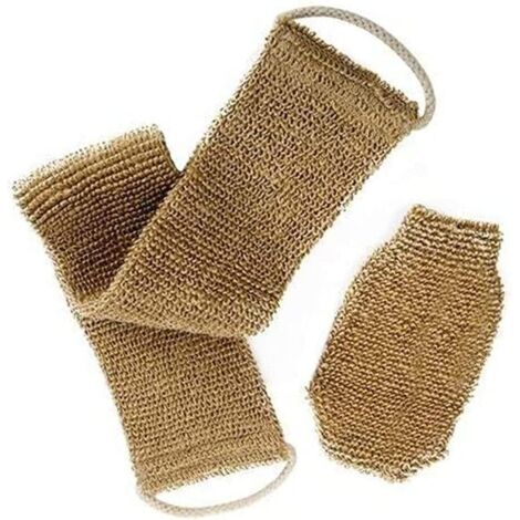Lntyq 2-teiliges Rückenmassage-Set mit Peeling-Schwamm und Peeling-Handschuh aus Naturhanf, für Damen und Herren, geeignet für Bad und Dusche. (1/5)