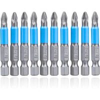 Lntyq 10-teiliges Anti-Rutsch-Schlagschrauber-Bit-Set, 50 mm, magnetisch, PH2, Kreuzschlitz-Schraubendreher-Bit, Sechskantschaft-Bit-Set für elektrische Bohrmaschine und Schraubendreher