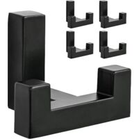 Lntyq Set mit 5 quadratischen Garderobenständern zur Wandmontage, schwarz, für Küche, Schlafzimmer, Badezimmer und andere Wohnräume Set mit 5 Handtuchhaltern für Kleidung