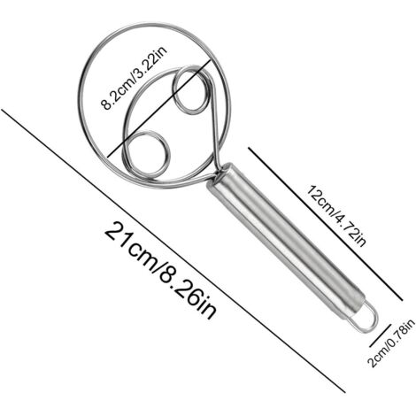 Frusta Danese Per Impasto Da 33 Cm, Manico In Legno Di Rovere E Anelli In Acciaio Inox 304, Per Pane, Pizza E Torte - 2