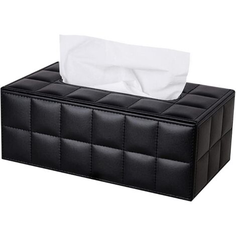 Porta Fazzoletti In Pelle PU Marrone - Dispenser Per Casa E Auto - Base Magnetica - 25x14x9,5 Cm - 2