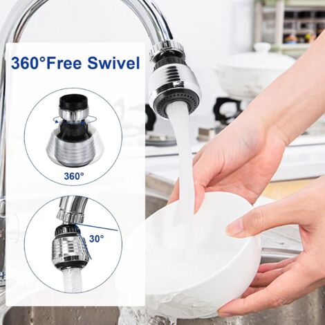 Ugello Doccia Per Rubinetto A Risparmio Idrico | Rosa | 360° Rotante | Adatto A Rubinetti 16-19 Mm | Per Cucina E Bagno - 3