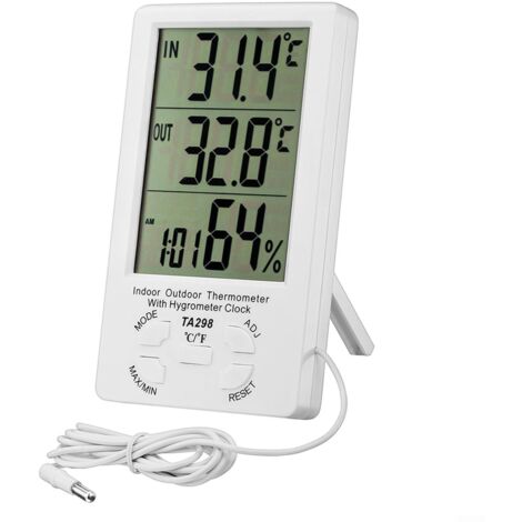 Termometro E Igrometro Digitale Per Incubatrice Uova – Display LCD, Sonda Remota, Memoria Min/Max, 6,5x4x1,5 Cm, Per Pollame E Rettili