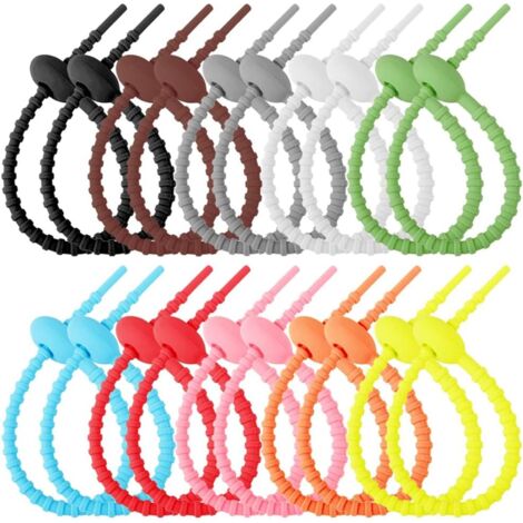 Confezione da 20 fascette stringicavo in pelle multicolore fatte a mano, organizer per cavi USB per auricolari, cuffie e auricolari (2 misure, 5 colori