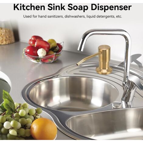 Dispenser Sapone Da Incasso Per Cucina/Bagno - ABS Girevole 360° Con Tubo 1m, Argento - Erogatore A Pulsante Antigoccia