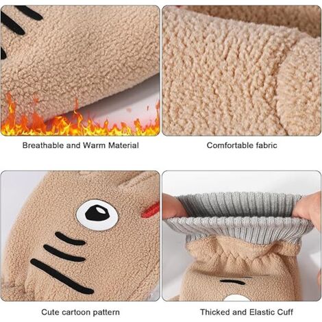 Lntyq 2 pares de guantes de polar para niños, guantes de dedos