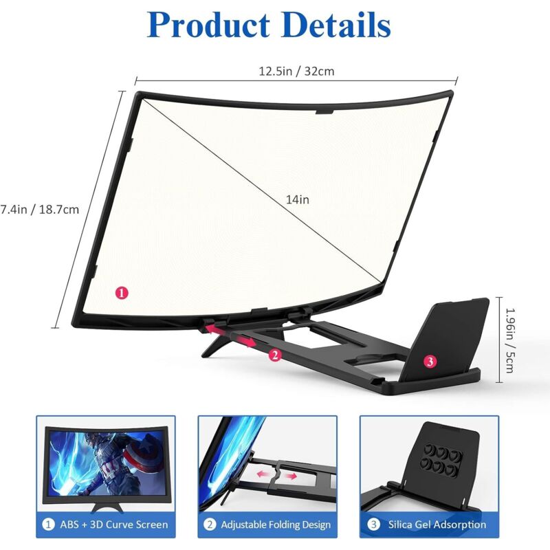 Agrandisseur D'écran Portable 3x - Lentille Blu-Ray - Compatible Ordi, Tablette, Téléphone