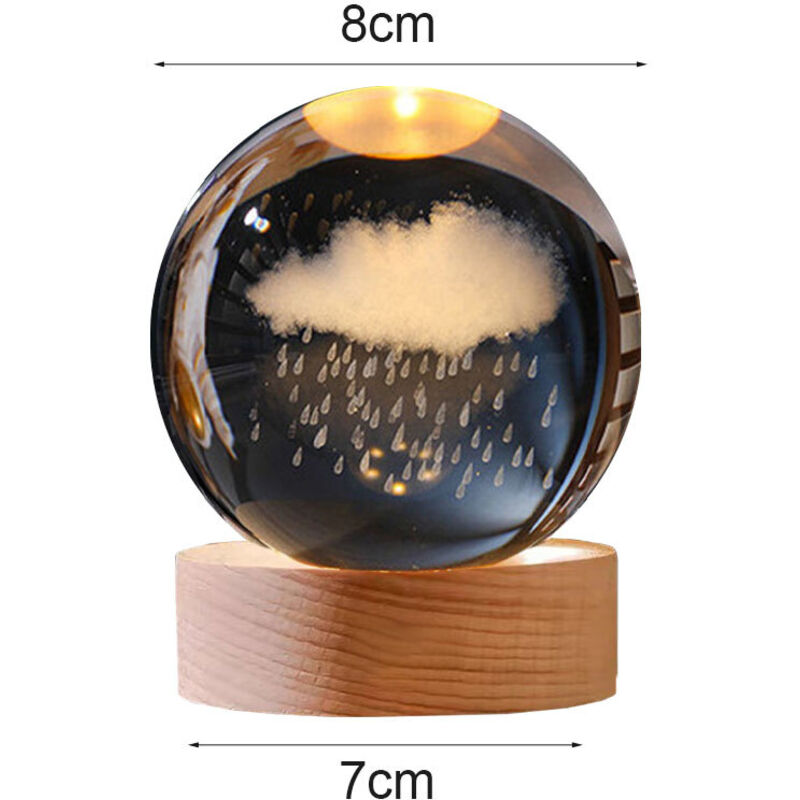 Veilleuse Boule De Cristal OEMG 3D - La Terre - Lumière Chaude LED