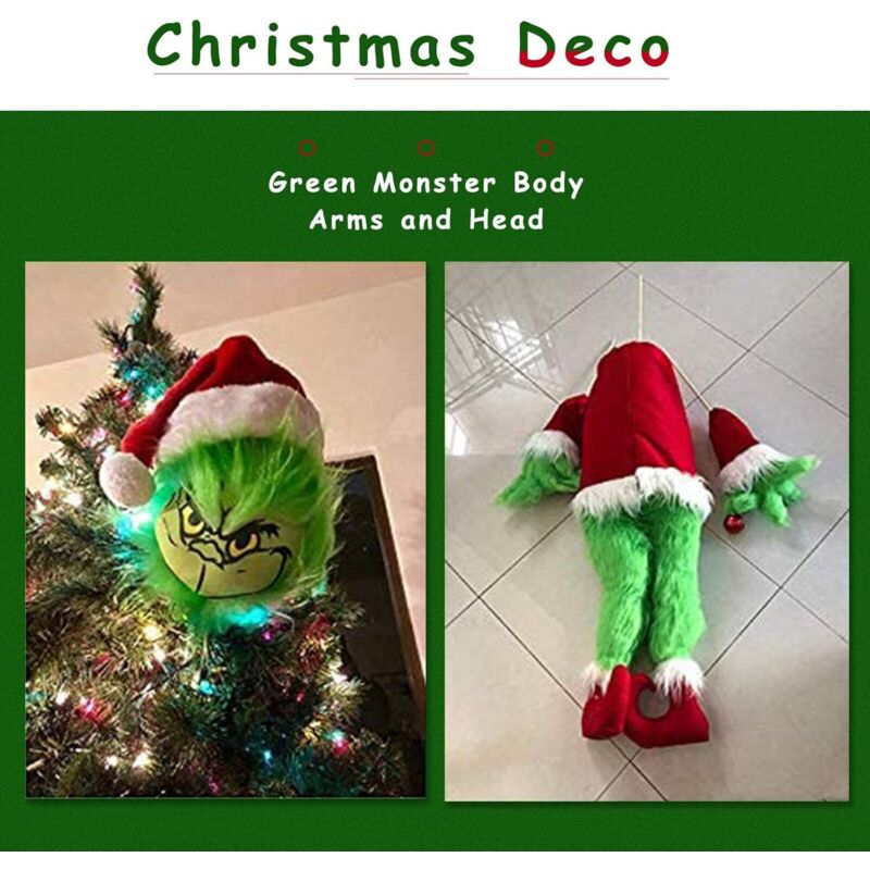 12 Décorations Grinch Pour Sapin De Noël - Monstres Poilus Verts, Décorations De Fête Et Maison