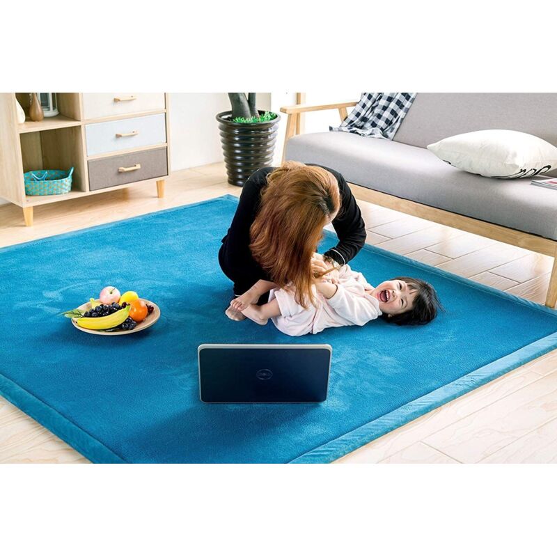 VidaXL Tapis HUARTE à Poils Courts Doux Et Lavable Bleu 160x160 Cm