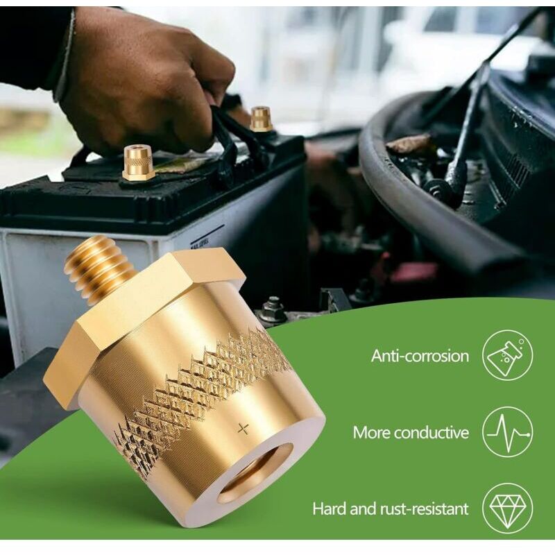 LT Easiyl 1 Paire Adaptateurs M6 Laiton Pour Bornes Batterie Voiture Lithium - Positif Et Négatif