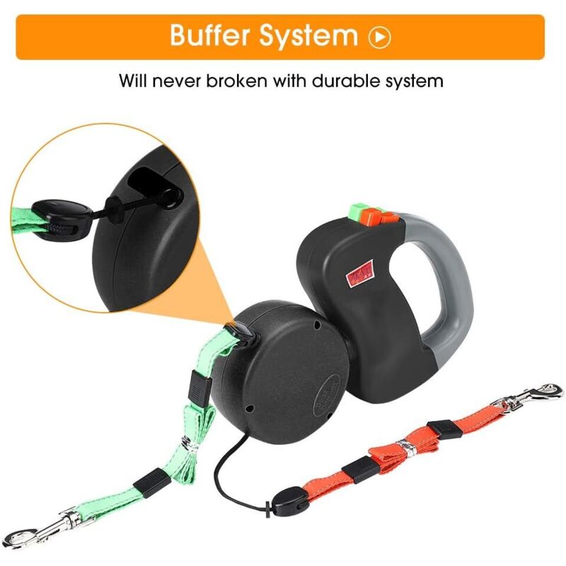 Laisse Double Rétractable Pour 2 Chiens – 2 Promenades En 1, Sans Emmêlement, Avec éclairage LED