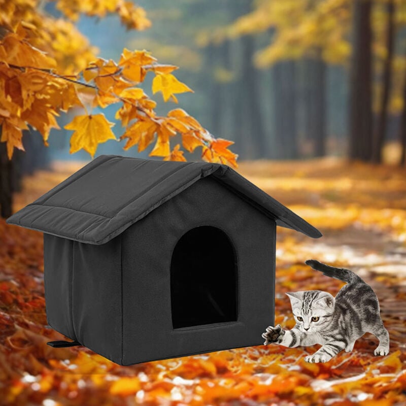 COSTWAY Niche Pour Chat Exterieur, Maison Pour Chat En Bois, Isolation