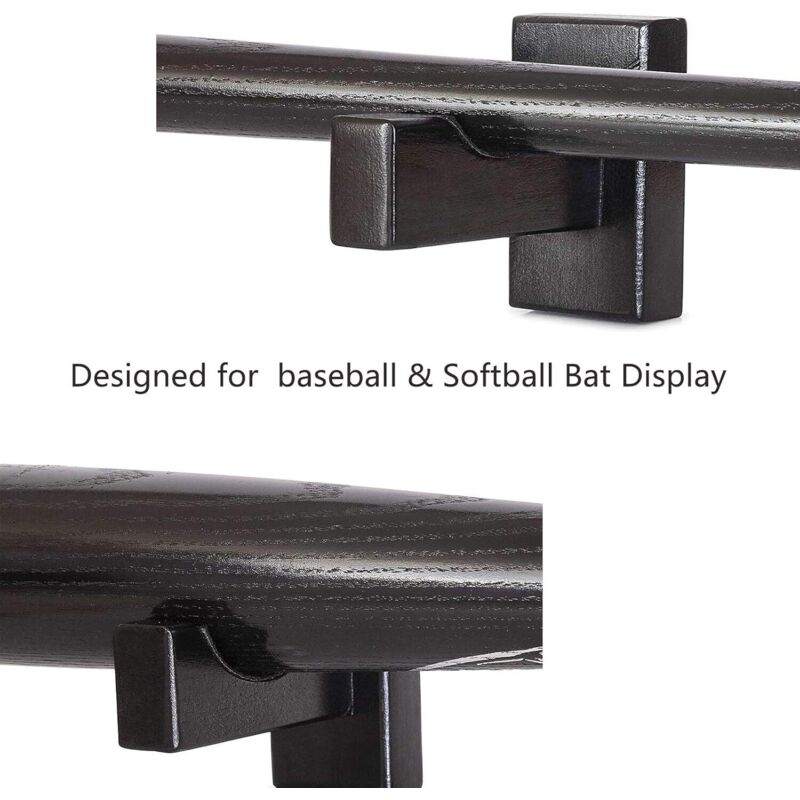 Vitrine De Batte De Baseball En Bois Massif - Support Horizontal Noir - États-Unis