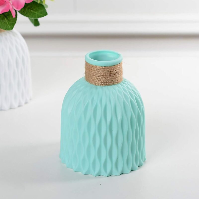 Vase Plastique Blanc 24cm - Design Creux Imitation Céramique - Décoration Maison Bureau - 11