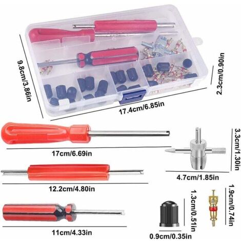 GIONAR 7Pcs Kit d'outils de Réparation de Valve de Pneu, Valve Pneu Voiture 4pcs, Demonte GIONAR 7Pcs Kit d'outils de Réparation de Valve de Pneu, Valve Pneu Voiture 4pcs, Demonte