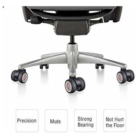 Accessoire Bureau Silencieux Lot 5 Roulettes Chaise Bureau - 50mm Silencieuses - Pour Sols Durs - Tige Universelle Roulette Chaise