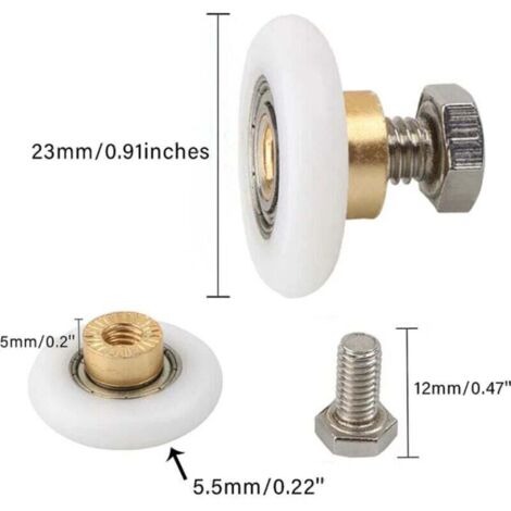 Roulettes de Porte de Douche - YYV - 23 mm - Alliage de Zinc - Roue en Nylon - Garantie 2 ans - Bricolage