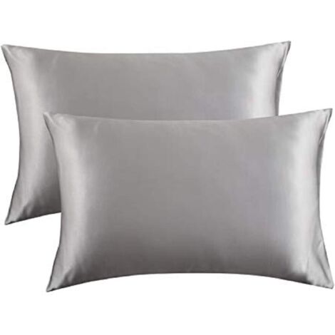 Taie D'Oreiller En Satin Pour Cheveux Et Peau, Satin Gris Foncé (1/4)