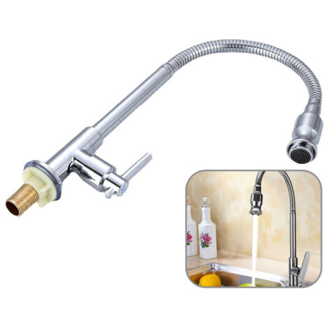 360 Rotatif Cuisine Bar Salle de Bains Robinet d'évier Simple Eau Froide Cou Flexible Robinet (1/4)
