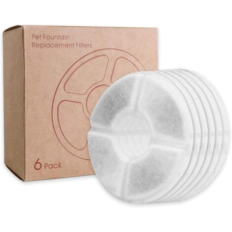 Filtre Fontaine Eau Chat, Filtre de Fontaine Triple Action pour Le Remplacement de la Fontaine de Chat avec du Coton à Haute Intensité, Charbon de Bois pour Fontaine à Eau 2-2.5L (6 PCS) (1/5)