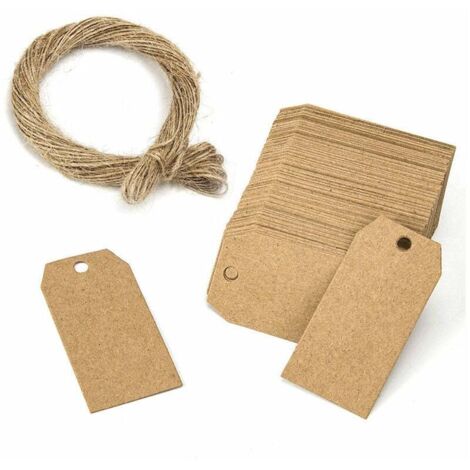 Lot de 100 étiquettes en papier kraft - étiquettes à suspendre avec 20 mètres de ficelle de jute naturelle pour cadeaux, mariage, Saint-Valentin - 3 x 5 cm,Versailles (1/5)