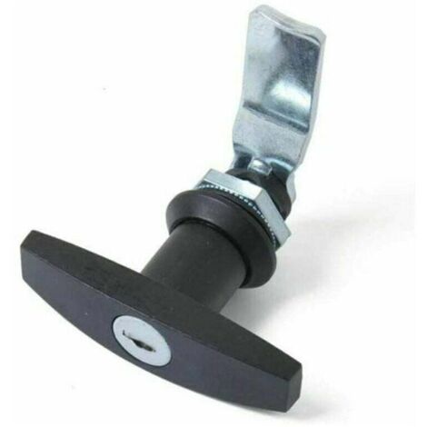 Serrure à Poignée en T avec Clé,Alliage d'Aluminium Loquet de Porte de Remorque Verrouillage de Poignée en T Verrou Universel de Poignée en T pour Trailers Campers,Noir (1/5)