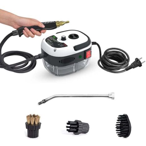 Nettoyeur à vapeur portable 2500 W, machine de nettoyage à vapeur sous pression à haute température avec têtes de brosse pour meubles de cuisine, salle de bain, voiture, Blanc, prise UE (1/5)