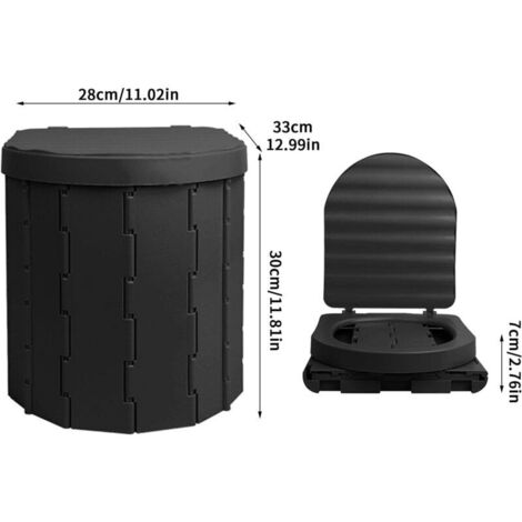 Toilette Portable De Camping Eupdd – 36,7x32x26 Cm, Siège + Toilette 2 En 1, Noir