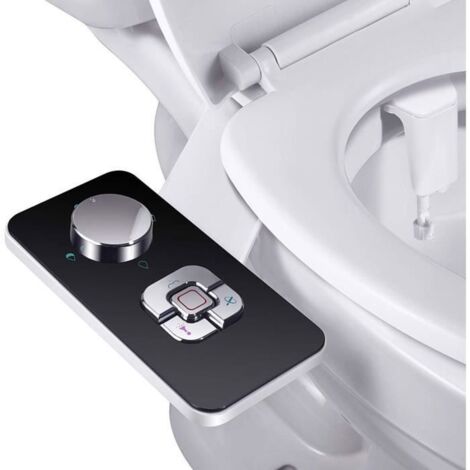 Pulvérisateur Bidet non électrique avec double buses rétractables autonettoyantes - Bouton poussoir réglable pour eau froid-noir (1/4)