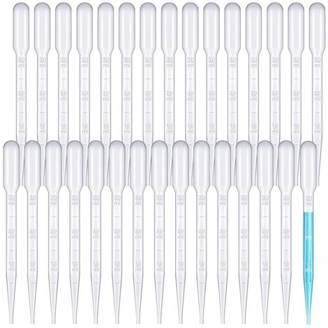 Luckaide Lot De 100 Pipettes Jetables 3ml En Plastique - Pipettes Précises Pour Laboratoire, Huiles Essentielles Et Expériences