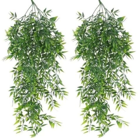 4Pcs Plante Artificielle Tombante - Artificiel Feuilles de Bambou Plante Suspendue - pour Intérieure Extérieure Déco Balcon Jardin (1/4)
