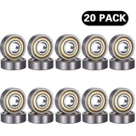 20 pièces 608 ZZ Roulement à billes, 608ZZ Métal double blindage miniature Deep Groove Skateboard imprimante 3D Roulements à billes (8 X 22 x 7 mm) (1/5)