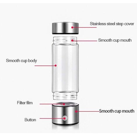 Générateur D'Eau Hydrogène 300ml - 6000 PPB Antioxydant ORP, Bouteille Portable Avec Affichage LED