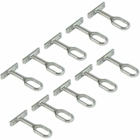 Support central pour barre de penderie ovale,Nickelé, Lot de 10
