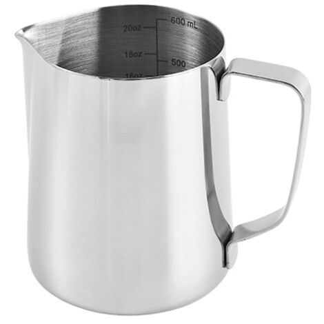 Pot à Lait 350ml Acier Inoxydable Pichet à Lait Moussant avec la Ligne de Mesure pour Faire des Cappuccino Café Latte (1/5)