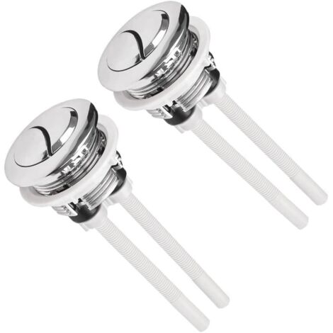 Lot de 2 boutons pression universels pour réservoir d'eau de WC - 38 mm - Double chasse d'eau - Bouton pop-up - Double bouton de chasse d'eau standard (1/5)