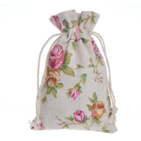 Lot de 50 Sachets de Toile de Jute en Lin, Petits Sacs en Tissu Sachet Coton 10 x 14cm Sac Toile de Jute Pochette Tissu Cordon Sac (1/5)