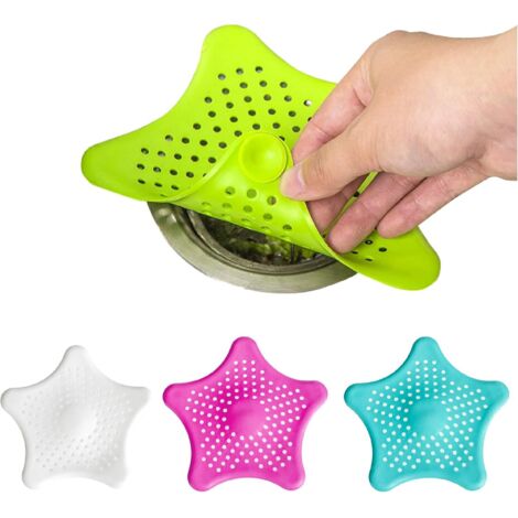 Bouchon Vidange Douche Cuisine Salle De Bain Lot De 4 En Silicone Avec Ventouses Piège À Cheveux Anti-Bouchon Facile À Nettoyer (1/5)