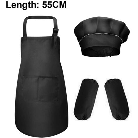 1 ensemble tablier et chapeau pour enfants et manches, tablier de chef pour enfants pour la cuisine (1/5)